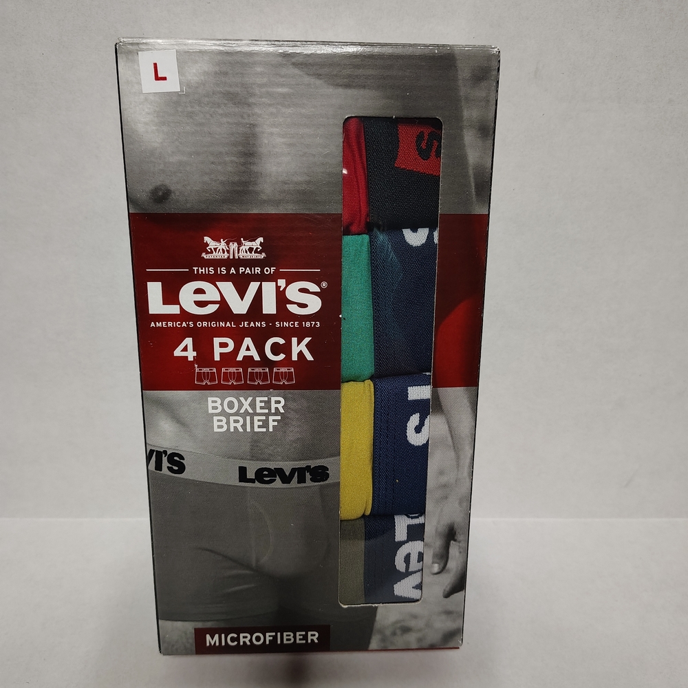 Levi's 4 Pair Men's Boxer Briefs Microfiber 6" Inseam Fly Front Size L 36-38 New